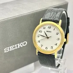 【外箱/未使用/新品電池】 SEIKO メンズ 腕時計 ゴールド 純正ベルト