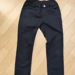 黒 ゴムウエスト スリムフィット ロングパンツ　140cm