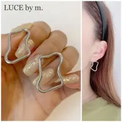 590 シルバー 歪 変形スクエア ニュアンスピアス シンプル お洒落