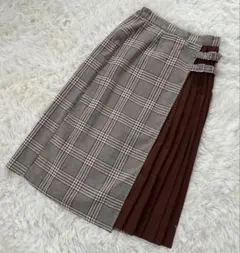 WEGO ウィゴー チェック柄 切替プリーツスカート ベルト付き フリーサイズ