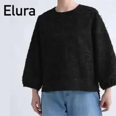 ★2024ss★ Elura 9分袖　ジャガードブラウス　 ブラック