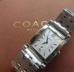 COACH レクタンゴ クォーツ メンズサイズ腕時計 シルバー