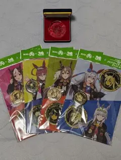 【新品】ウマ娘(八角形ガラスメダル)×ウマ娘クリアファイル＋缶バッジ(4種4枚)