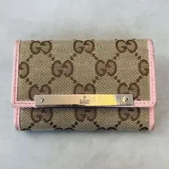 GUCCI GGキャンバス メタルロゴ キーケース ベージュ 茶 - メルカリ
