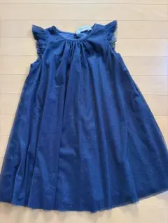 美品　H&M 女の子　キッズ ネイビー チュールワンピース ラメ入り