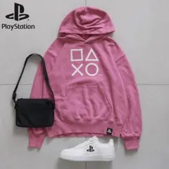 J989@ PlayStation ロゴプリント パーカー MーL フード付き