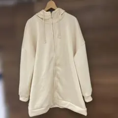 半額ジップアップパーカー ロング丈 レディース 体型カバー ロングカーディガン