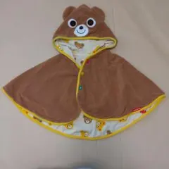 【美品】mikihouse　クマのフード付き　ベビーポンチョ