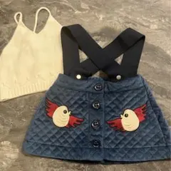 mf kidsニットトップスと刺繍付きスカートセット