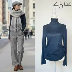 45R コットン　インディゴ　タートルニット　美品 45R商品検索インディゴ｜45R