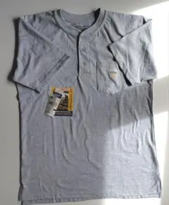 新品　グレー　ヘンリーネック　Tシャツ　メンズM(XL)サイズ