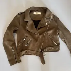 ZARA BASIC カーキ　ライダースジャケット M スエード