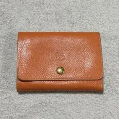 美品✳︎イルビゾンテ ミディアムウォレット オレンジ 二つ折り財布 レザー