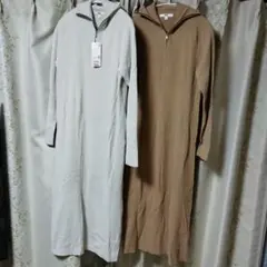 新品！未使用！UNIQLO リブ編みロングワンピース Lサイズ 2色