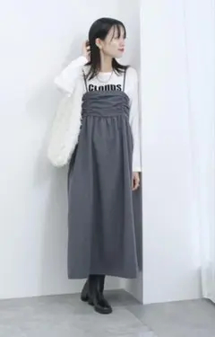 【サマンサモスモス ブルー】シアーグログランキャミワンピース ⚠︎タグ付き新品⚠︎