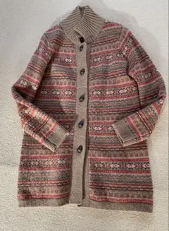 フェアアイル柄ニットロングカーディガン/ M