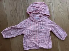 ファミリア　チェック柄フード付きパーカー 80cm