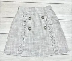 【美品】 evelyn ツイード ライトグレー ビジュー ミニスカート