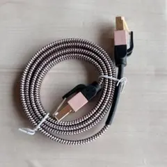 1点限り♡ ピンク×ブラック CAT7 細径メッシュ LANケーブル 1m