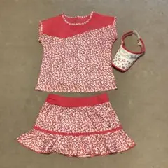 Paradiso ピンク ハートテニスウェア ゲームシャツスコートバイザーセット