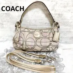 COACH コーチ 2WAY ショルダーバッグ シグネチャー チェック　ピンク