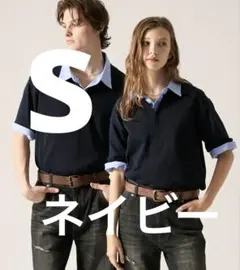 CLEL ギザコットン 半袖スキッパー ポロシャツ ダークグレー Lサイズ 