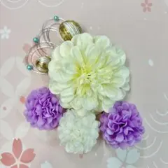 髪飾り　ホワイトダリア　7点セット
