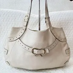 美品 ANYA HINDMARCH トートバッグ アイボリー リボンバックルのサムネイル