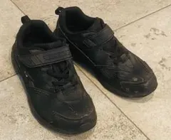 室内利用☆ブラックスニーカー ベルクロ付き☆22cm