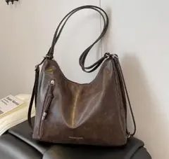 2way 肩掛け　バッグ　リュック　かばん　レディース　ＰＵレザー　ブラウン