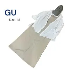 美品★GU キャミワンピース リブワンピース ベージュ M ゆったり