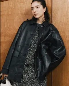 【美品】FREAK'S STORE スムースレザーシャツジャケット ブラック