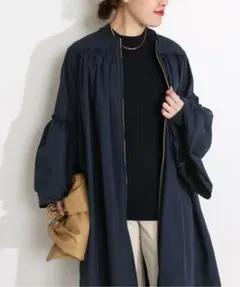 VERMEIL par ienaタフタノーカラーギャザーコート◆¥35,200