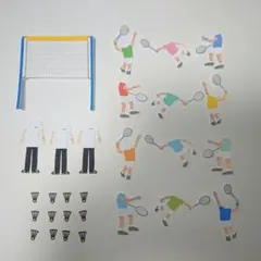 バトミントン★色紙・寄せ書き用シール12枚セット★カラフル×白