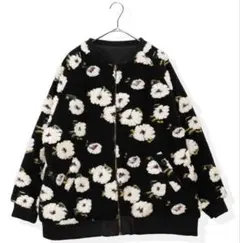 Lupilien 花柄ボア×キルティング 2WAYブルゾン　ブラックフラワー