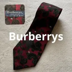 【美品】Burberrys 英国製 シルクネクタイ ペイズリー 赤 クリスマス