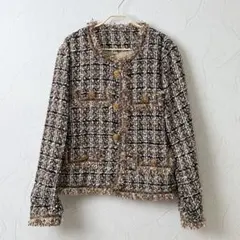 ツィードジャケット ノーカラージャケット