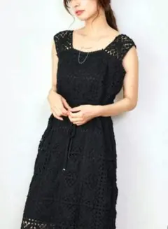 mysty woman　黒 レース キャミロングワンピース新品、未使用