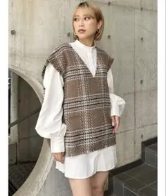 新品未使用✨【MURUA】オリジナルツイードシャツワンピース2way F