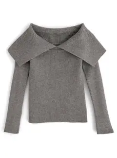 GRL ビッグカラーオフショルダーニットトップス[dr616]