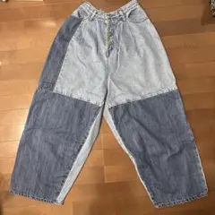 niko and… ニコアンド　パッチワーク風　デニム　ワイド　M