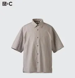 美品 ユニクロC ブロードオーバーサイズシャツ ブラウン Lサイズ