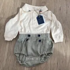Cottoli 新品 ポロシャツロンパース クリーム・カーキ