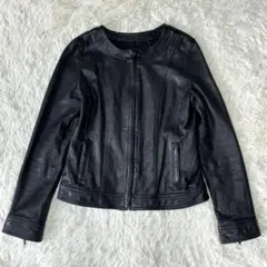 【極美品 イタリア製】バーニーズニューヨーク ライダースジャケット　ラム　38 大きいサイズ ラムレザーライダースジャケット シックスタイル