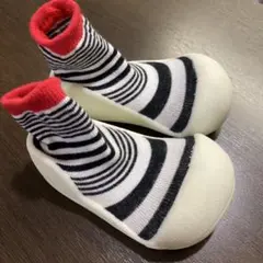【12.5cm】Baby feet ボーダー柄トレーニングソックスシューズ
