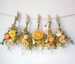大大　ミモザとオレンジのドライフラワースワッグガーランド　花束ガーランド