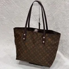 russet ラシット 総柄ナイロン×本革 レザー トートバッグ ダークブラウン russet ラシット 総柄ナイロン×本革 レザー トートバッグ ダーク