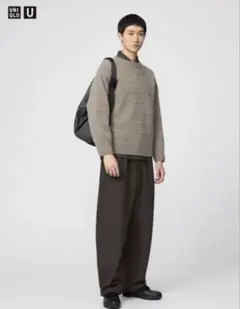 完売 UNIQLO U ブラッシュドスウェットワイドパンツ ブラウン S