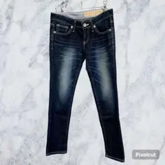 J407 サムシング デニム パンツ スキニー ジーンズ 日本製 S紺 古着