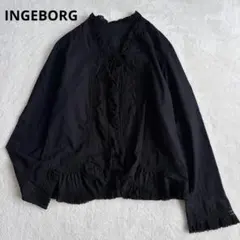 インゲボルグ INGEBORG レース カーディガン ブラウス 黒 M